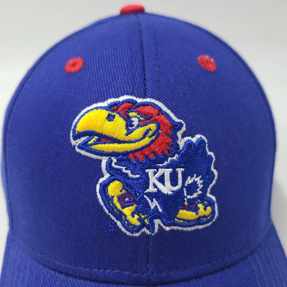 Kids Kansas Jayhawks Hat Adjustable Fan Favorite Blue Red NCAA University Boys
